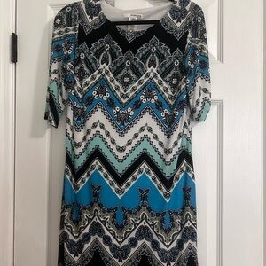 Studio One Blue and Black Chevron Blouse